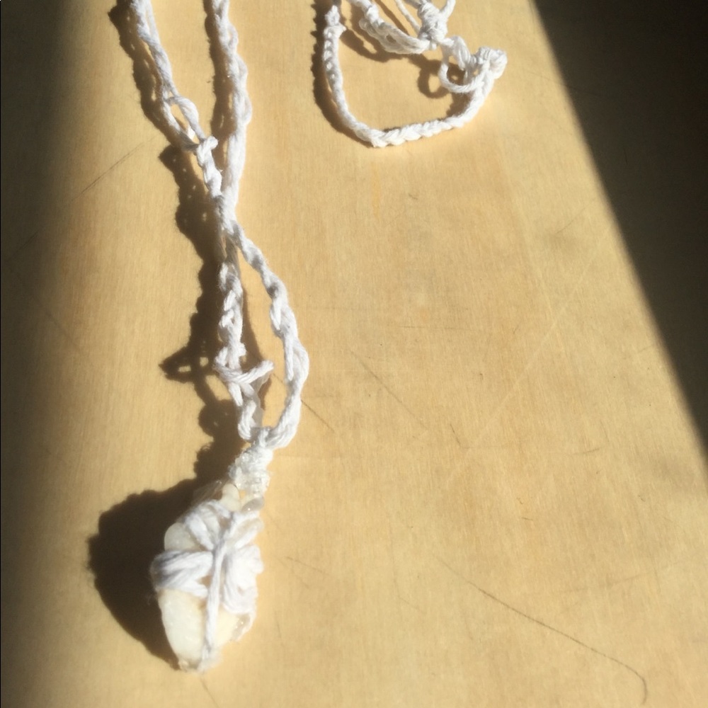Homemade hemp rope/ quartz braided necklace